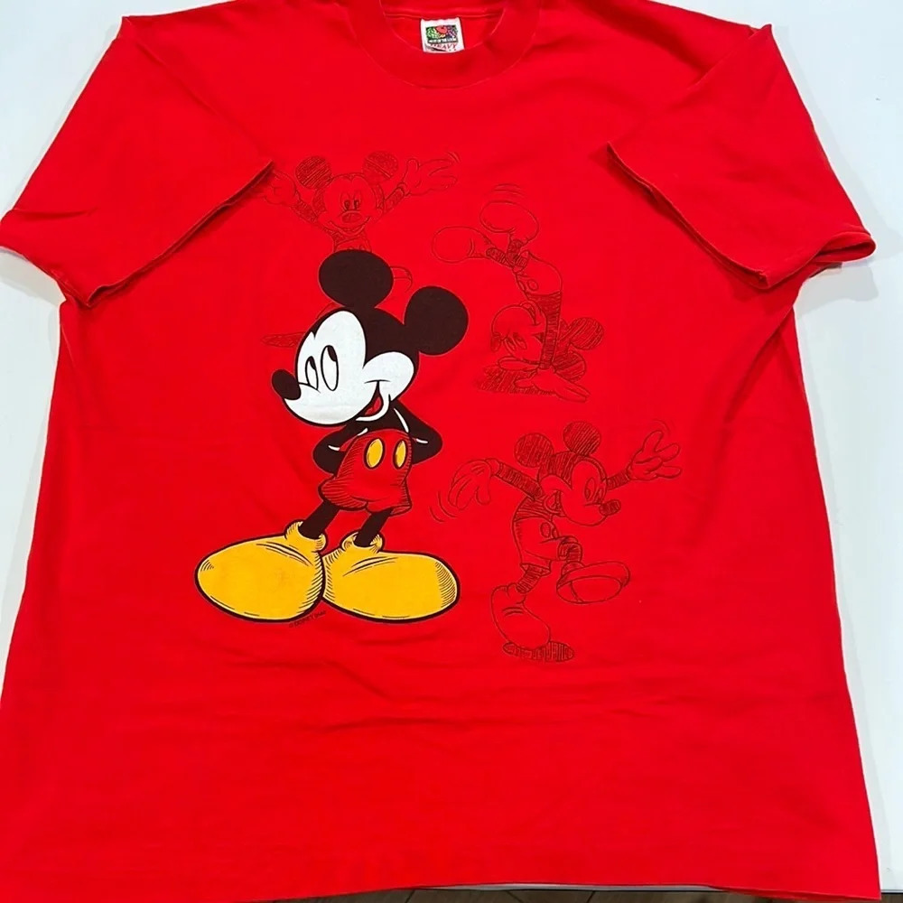 Mickey Mouse - red, single‎ stitch vintage tshirt, XL
